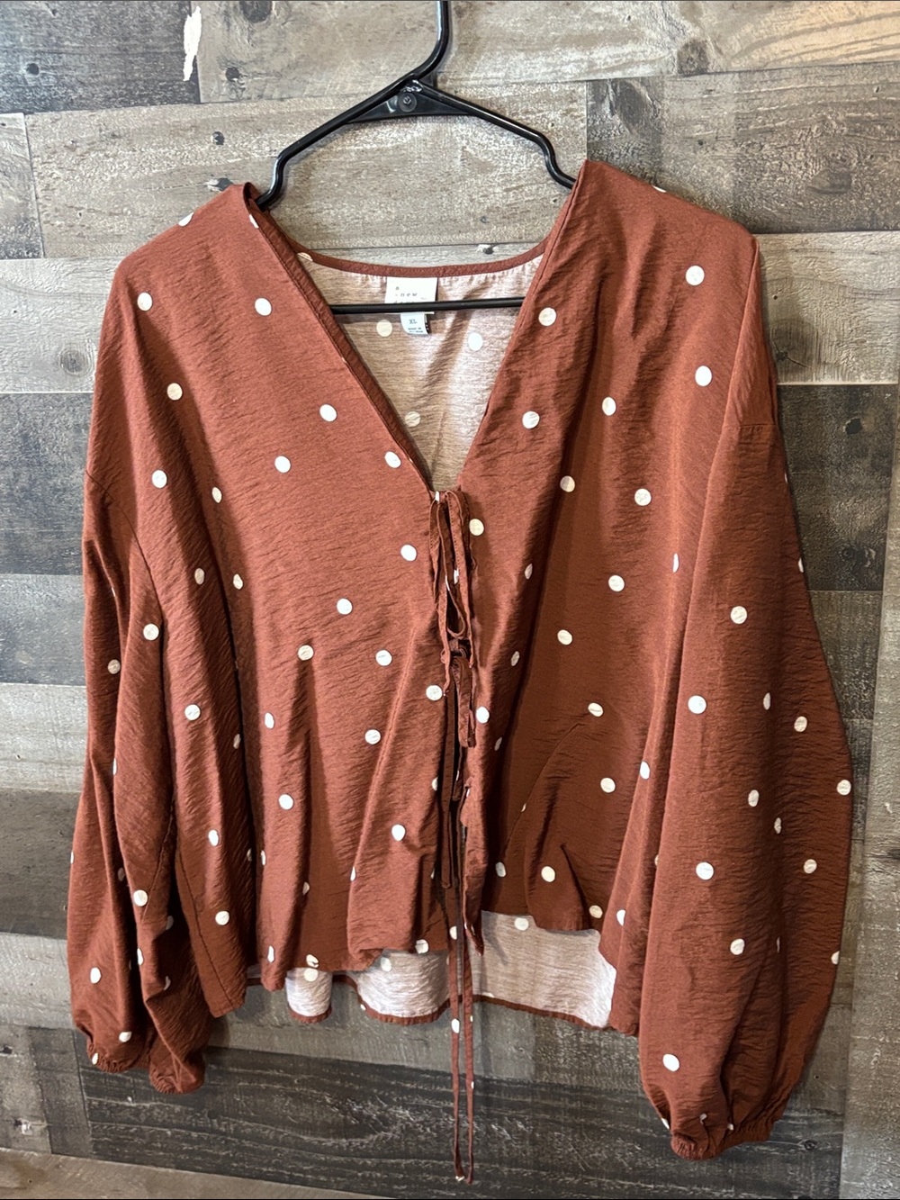 A New Day Brown Polka Dot Top